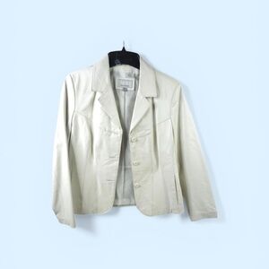 Wilsons Leather Ivory Leather Blazer Jacket